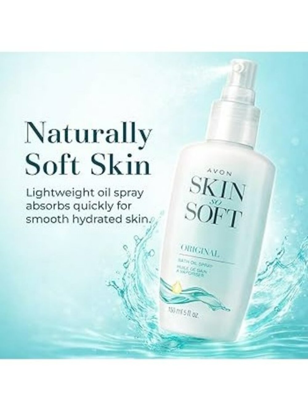 Avon Skin So Soft Original Bath Oil Spray 150ml With Jojoba Oil For Smooth Hydra